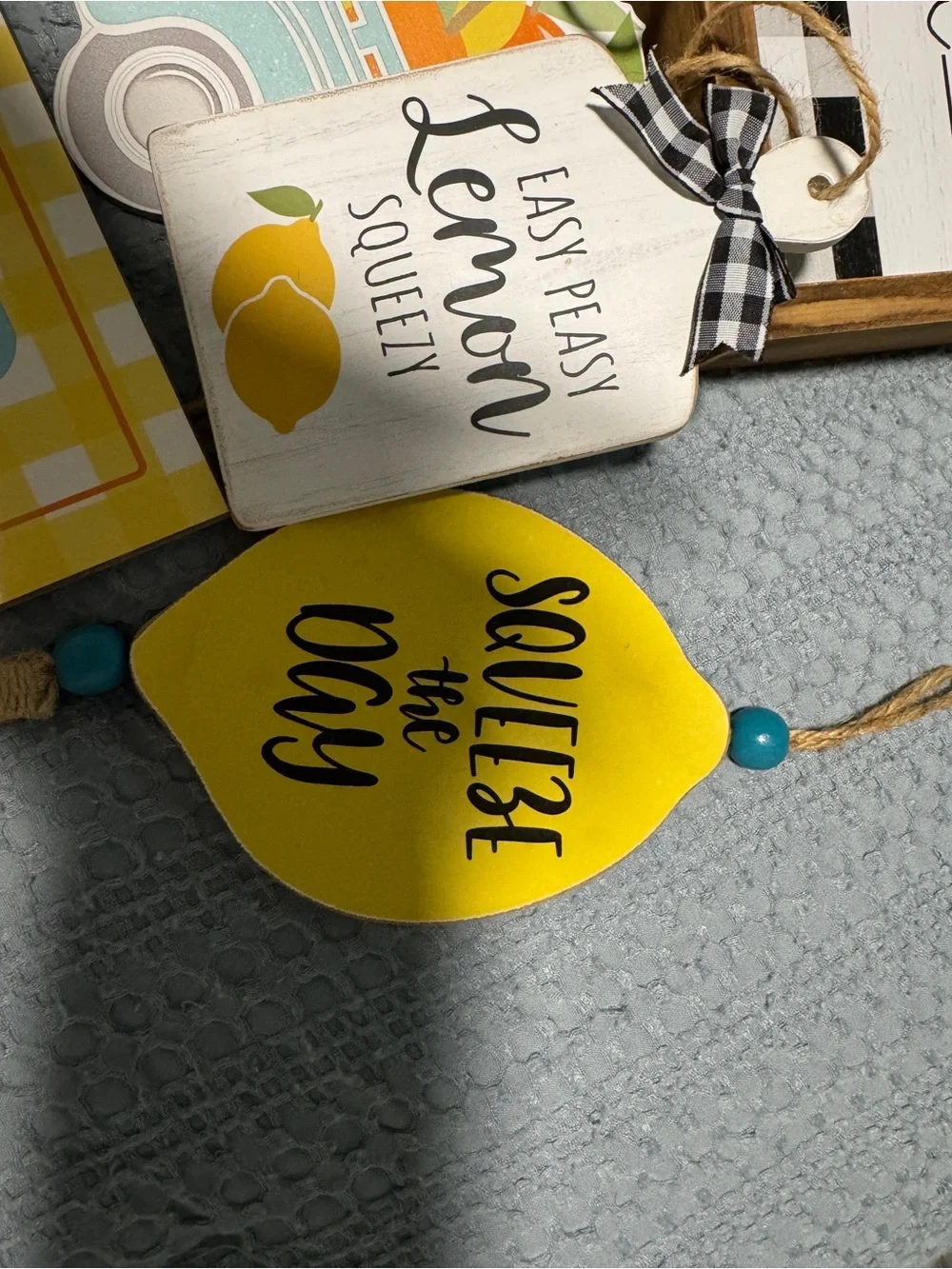 Wood Frame Lemon Squeeze Wall Sign - White and Yellow